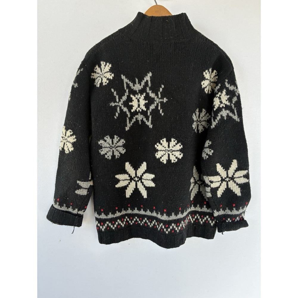 VTG Susan Bristol‎ Cottagecore Black Cardigan Autumn Leaves Womens PM